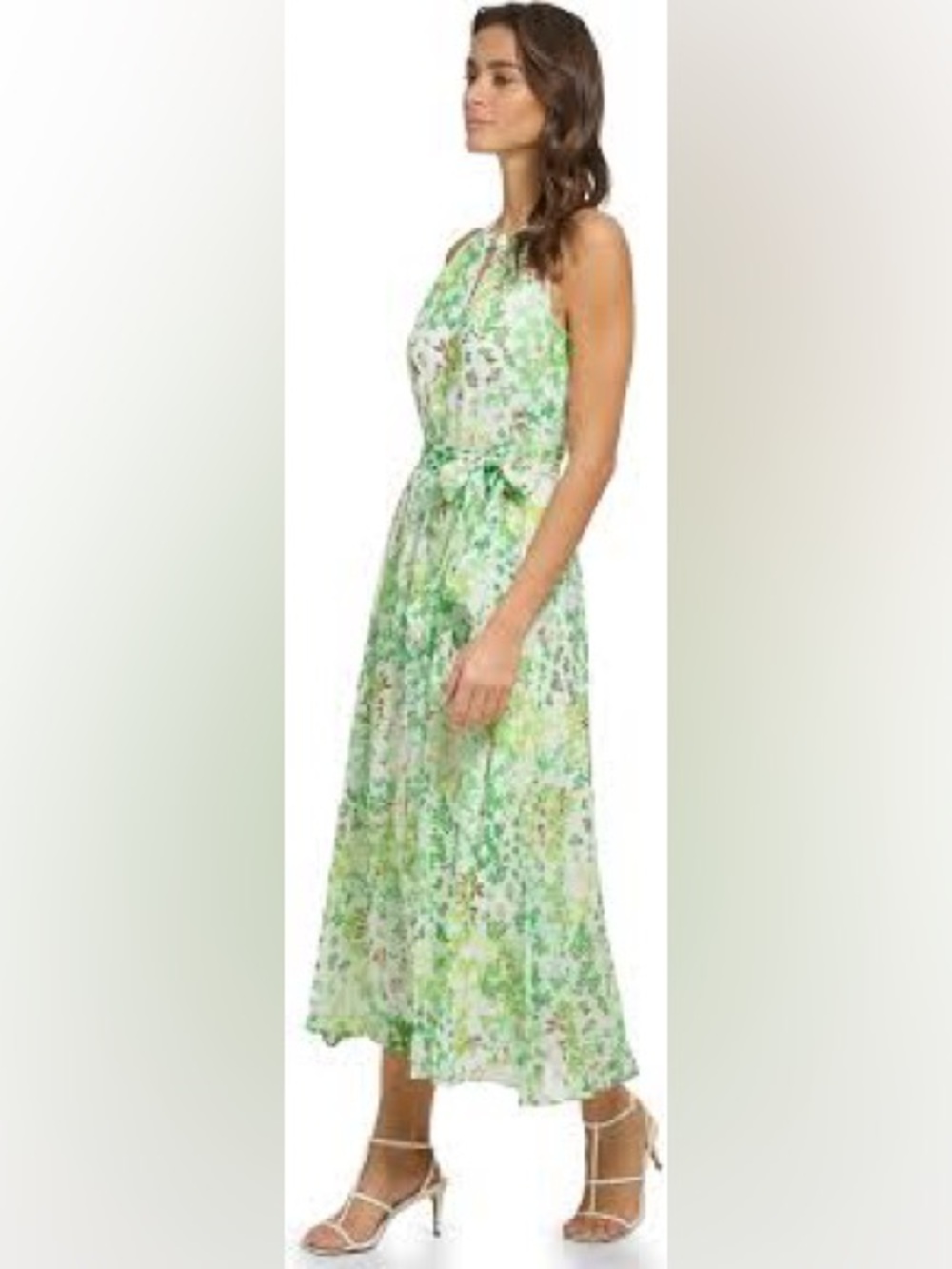 DKNY Green Floral Halter Midi Dress size 8